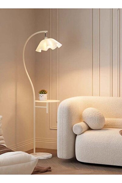 bolivia Modern Floor Lamp with Marble Tray and Base, Vertical Standing Lamp