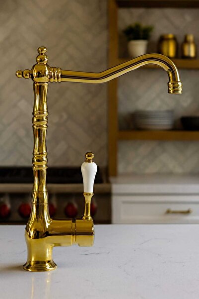 KCA ARMATÜR Rustik Tasarım Döner Borulu Mutfak Evye Bataryası – Seramik Kollu...