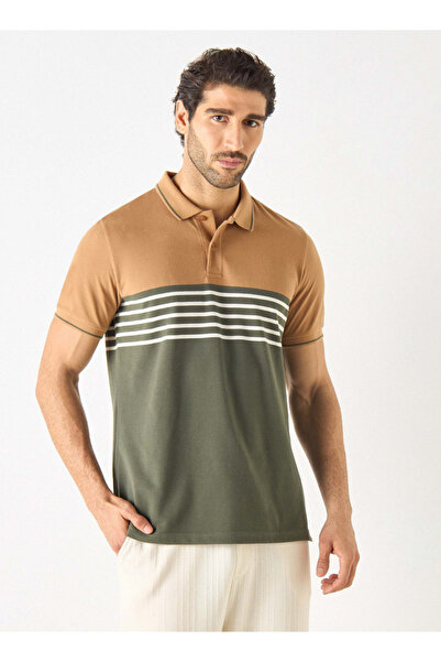 FAV Striped Tipping Detail Polo T-shirt with Short Sleeves