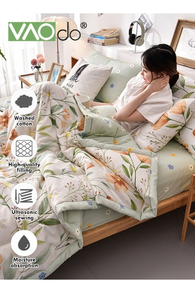 VAODO Queen Size Quilt Overall washable Soft Blanket Washed Cotton Material Bed Quilt Soft and Breathabl