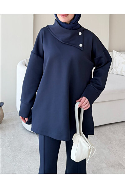 Molly Nelly Women's High-Waisted Buttoned Scuba Pants Hijab Suit