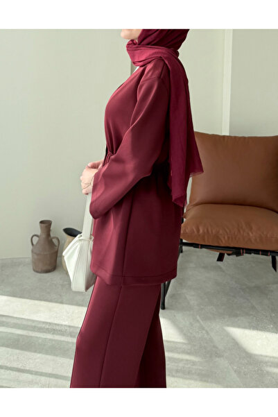 Molly Nelly Women's Elastic Waist Skuba Kimono Pants Set