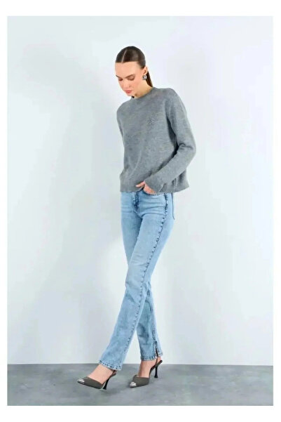 My Blog Gray Square Embroidered Knit Sweater - 231230