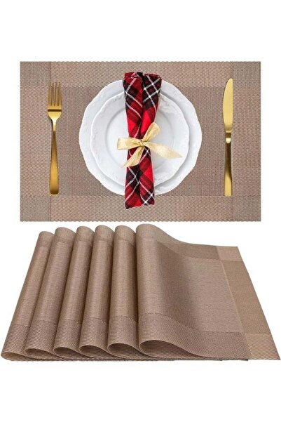 DOMEET مفارش أطباق من 6 قطع، مفارش أطباق عازلة من الفينيل المنسوج المتقاطع غير قابلة للانزلاق، بسيطة وأنيقة