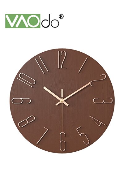 VAODO Wall Clock 12inch Silent Non-Ticking Modern Style Wooden Wall Clocks Decorative for Office Home Bedr