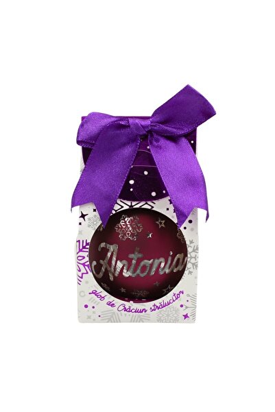 Gift Design Christmas globe, with LED, cherry color, name "Antonia"