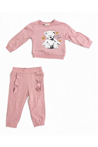 Gocoland طقم رياضي للبنات الرضع بتفاصيل الكشكشة مطبوع على شكل دب تيدي