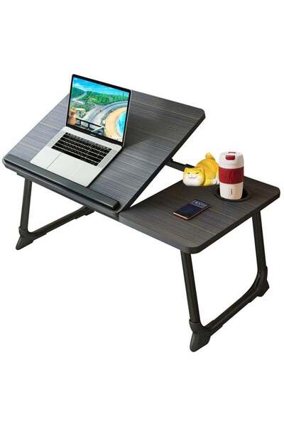 COOYA Foldable Lap Desk, Portable Laptop Desk with Cup Holder, Adjustable Bed Table for Laptop and Writing
