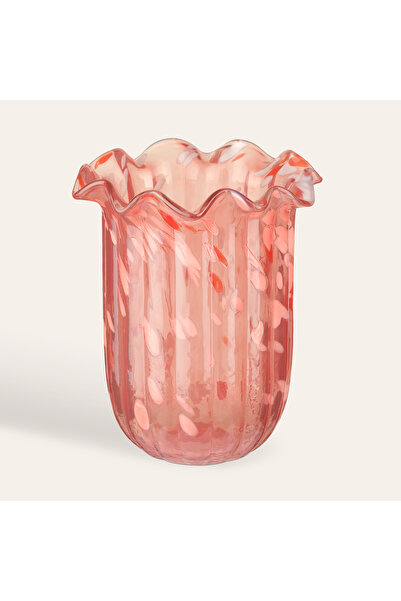 Zsa Zsa Zsu Aravalı Cam Vazo 13x13x18 Cm Turuncu