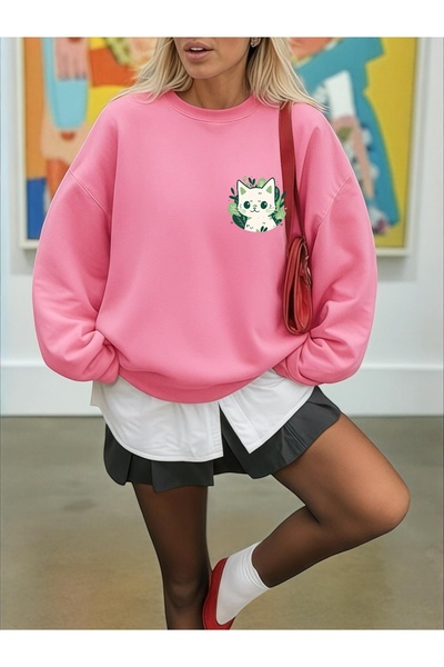 ArtYus Hanorac unisex cu mânecă lungă Transfer GREEN K pisică Ba cu imprimeu ...