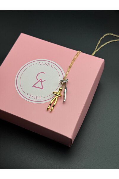 Alsem 925 Gümüş Kaplama Sarılan Çift Kolyesi , Sevgililer Günü , Doğum Günü ,...