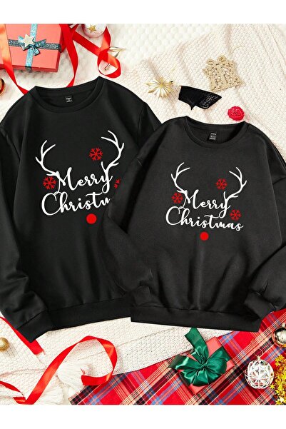 Vordevia Hanorac Dear Combi Anul Nou Crăciun cu imprimeu Bumbac 3 fire B gule...