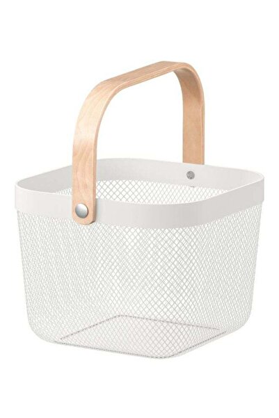LIXADA Portable Storage Basket White/Beige 26x18x25cm