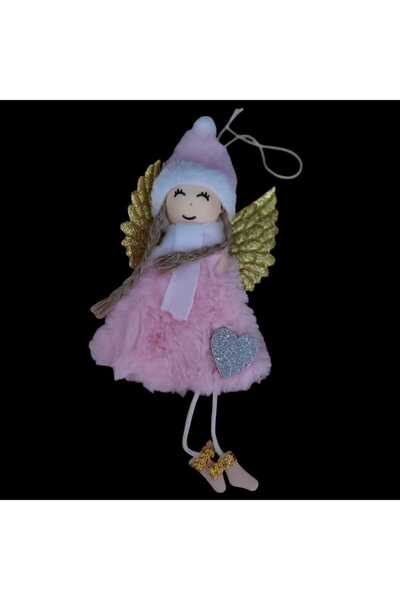 First Choice Christmas tree ornament 3/set, Pink angel with silver heart, 18cm