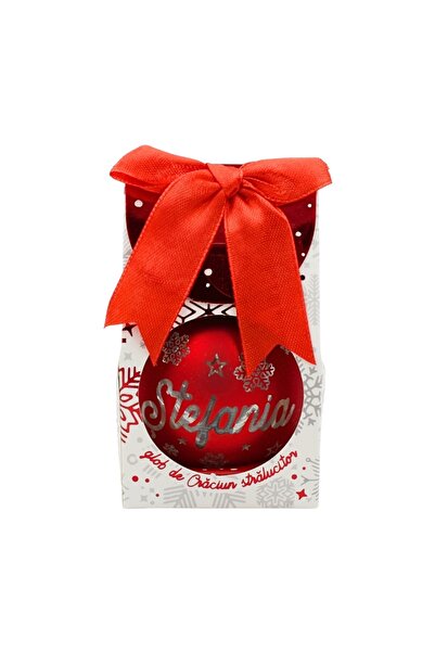Gift Design Christmas globe, with LED, red color, name "Ștefania"