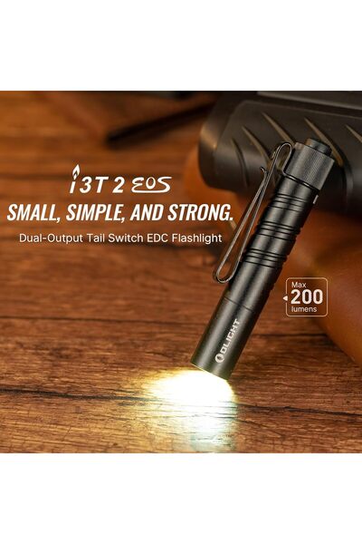 OLİGHT I3T 2 EDC Pocket Flashlight, 200 Lumens, IPX8 Waterproof (Black)