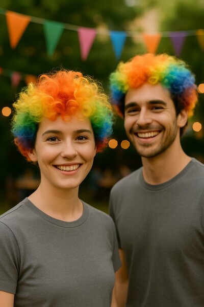 TOYFEST Clown Wig Colorful Curly Afro Rainbow Bonus Adult Hair 120 Gr Party Show Wig