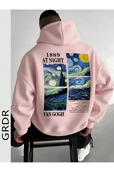 CLASSY.MODA Преміум унісекс-светр з капюшоном Oversize – «Nocturne 1889» Зоряна ніч, натхненна мистецтвом