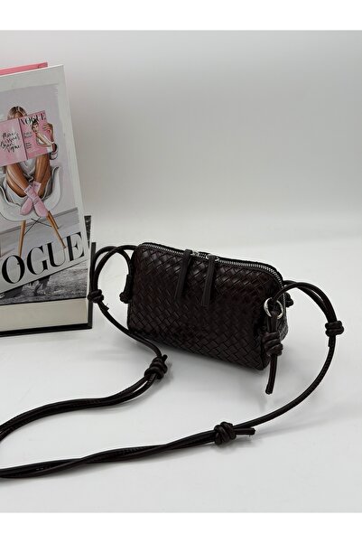 DMG Collection Vintage Suede and Leather Women's Shoulder Bag with Knitted Pattern, Adjustable Strap, and Charm Detail, Optional