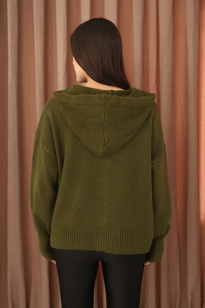 ALCHON Hooded Long Sleeve Lace-Up Four Button Soft Textured Stylish Standard Length Winter Basic Knitwear Cardigan