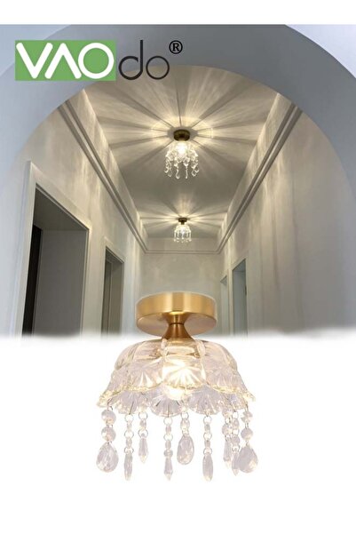 VAODO مصباح حائط بسيط بتصميم ما بعد الحداثة مصنوع بالكامل من النحاس والزجاج، مصباح سقف بدون لمبة إضاءة، سهل التركيب