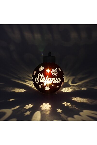 Gift Design Christmas globe, with LED, red color, name "Ștefania"