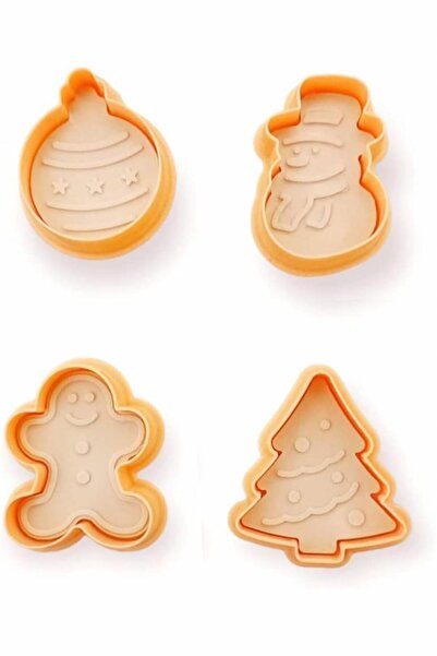 Bayev 4-Piece Christmas Cookie Mold 3133 Assorted Colors - Pine Tree Gingerbread Man Snowman Press Dough Cutter