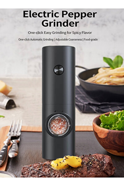 X SPRING Electric Pepper Grinder - Adjustable Coarseness Ceramic Grinder with Built-in LED Light
