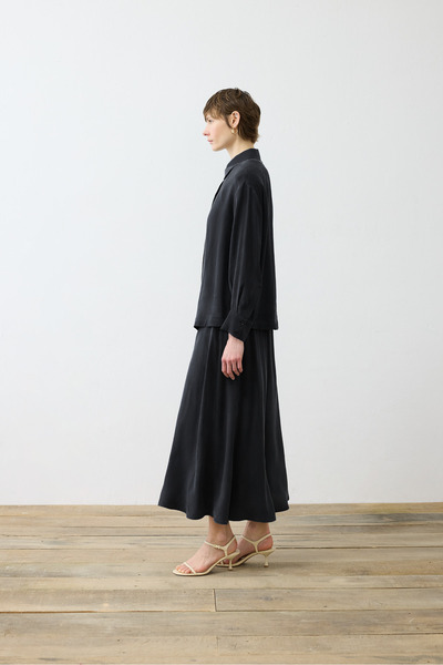 TERZİ DÜKKANI Liva Stone-Washed Silk Skirt Suit Black