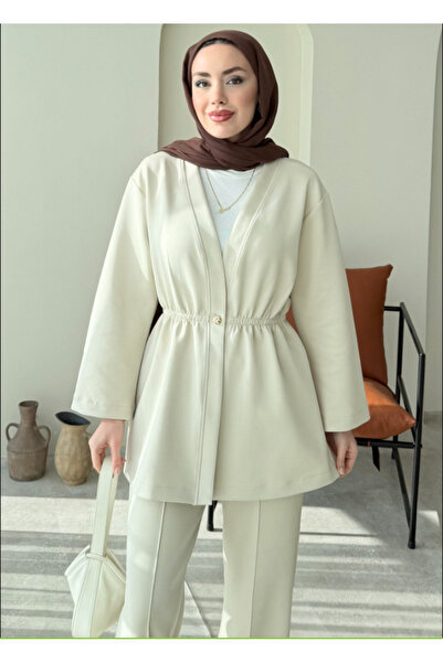 Molly Nelly Women's Elastic Waist Skuba Kimono Pants Set