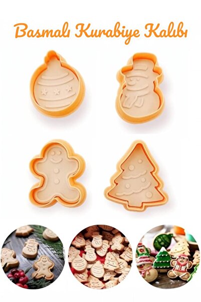 Bayev 4-Piece Christmas Cookie Mold 3133 Assorted Colors - Pine Tree Gingerbread Man Snowman Press Dough Cutter
