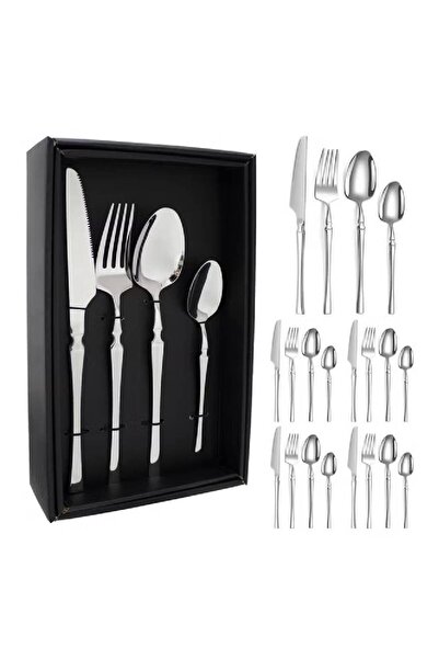 NKX Slim Handle Hourglass Design 24 Piece Cutlery Set