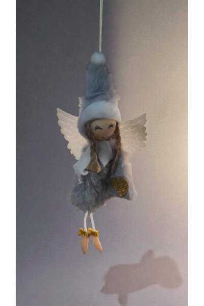 First Choice Christmas tree ornament 3/set, light gray angel with gold heart, 18cm
