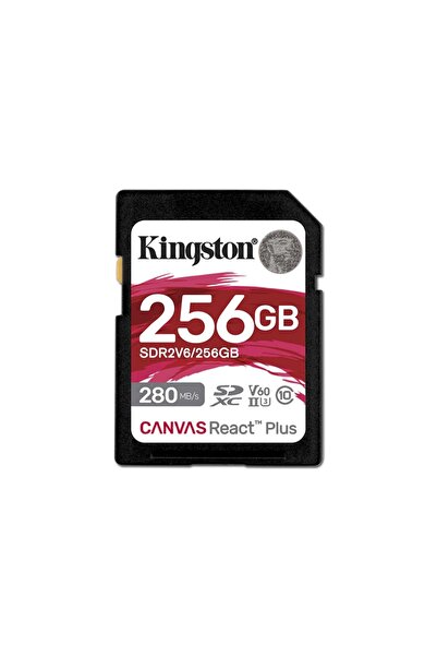 Kingston Κάρτα SD 256GB Canvas React Plus, SDXC, 280MB/s, Κλάση 10, UHS-II, U3, V60, Μαύρη