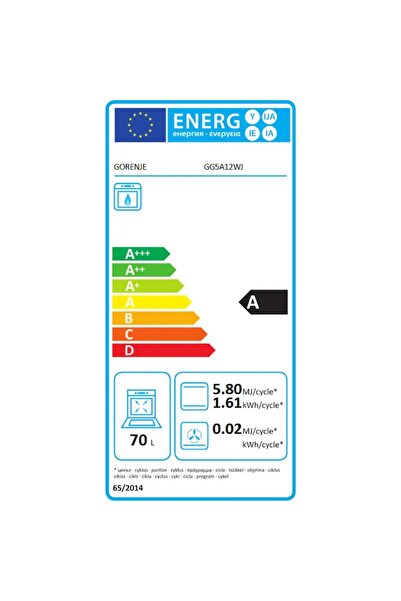 Gorenje GG5A12WJ stove, 4 burners, Gas, L 50 cm, white