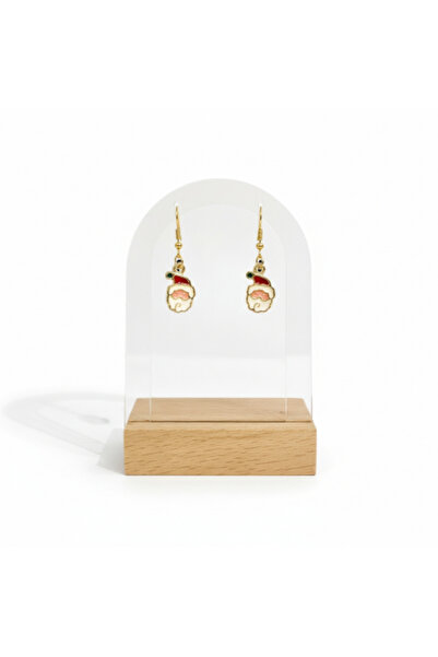 Alyas Aksesuar New Year Themed Gold Color Enamel Earrings