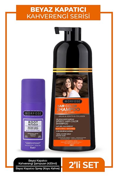 Morfose Beyaz Kapatıcı Şampuan 420 ml ve Beyaz Kapatıcı Sprey 75 ml Koyu Kahve