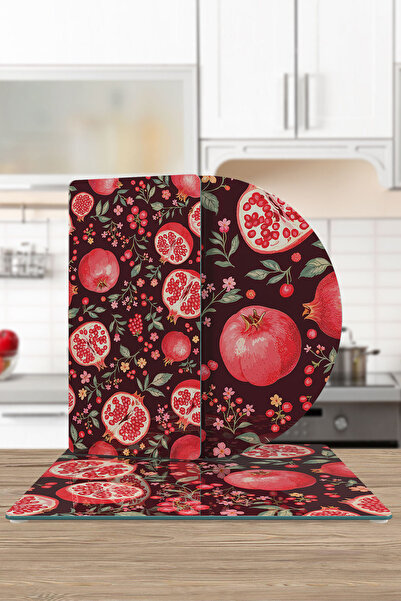 Decovetro طقم أطباق تقديم زجاجية 3 قطع متنوعة بنقش الرمان