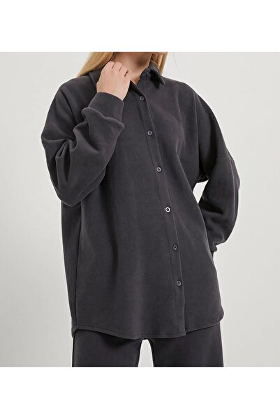 DESTİNA Women's Oversize Fit Selanik Fabric Shirt Pants Top Quality Bottom Top Double Set