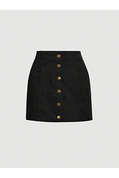 StreetWear Outlet Women's Velvet Mini Skirt with Front Button Closure