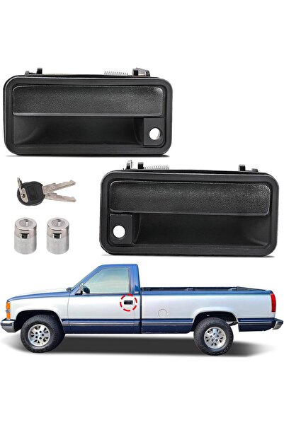 Generic مقبض باب خارجي مع أسطوانة قفل أمامي يمين ويسار لشاحنات شيفروليه/جي إم...