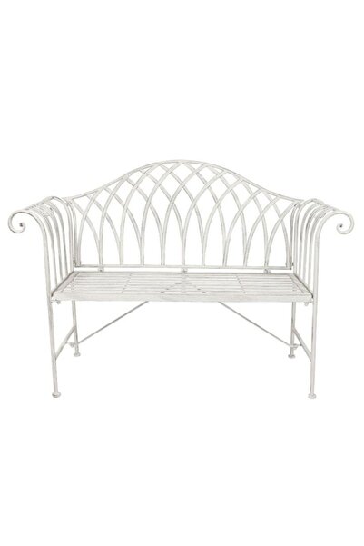 OEM Garden bench, metal with backrest, Grandio Mob Fantasy, white, 129 x 41 x 93 cm