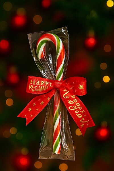 Honey Candy Balcı Şekerleme 20 ADET Yılbaşı Baston Şeker Yeşil Kırmızı Beyaz ...