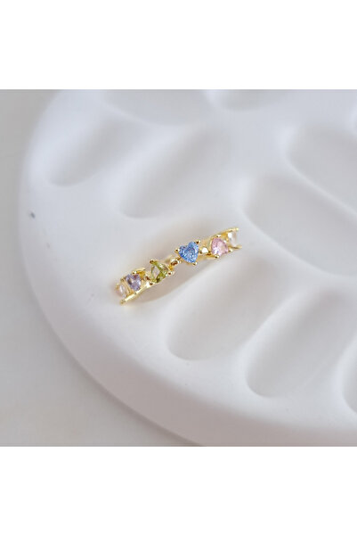 Norevia اشتري 3 واحصل على 2 خاتم متعدد الألوان على شكل قلب بتصميم دائري كامل