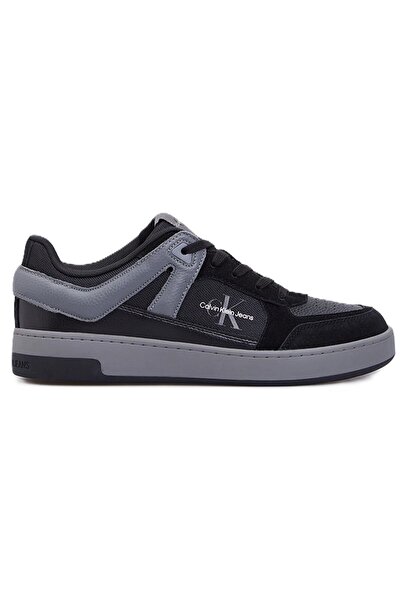 Calvin Klein Basket Clup Low Laceup Leather Mens Sneaker Genuine Leather Men's Casual Sports Shoes Black