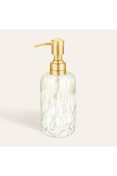 Zsa Zsa Zsu Aravalı Cam Sıvı Sabunluk 7x7x20 Cm Beyaz - Altın