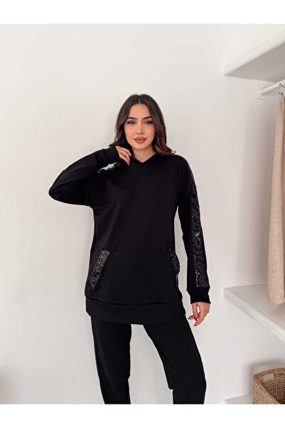 KaraAS Women's Modal Hooded Pulpayet Detailed Suit