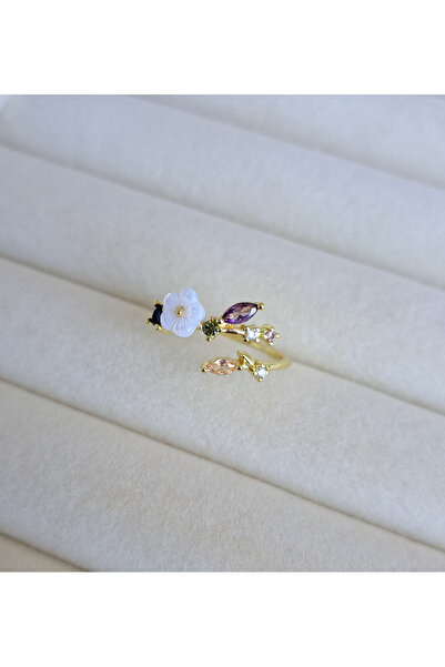 Norevia اشتري 3 واحصل على 2 خاتم مزخرف بأوراق أرجوانية وزهور بيضاء