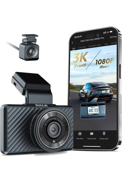 Botslab G500H Pro Dash Cam 3K Front 1080 Rear ADAS Built-in GPS