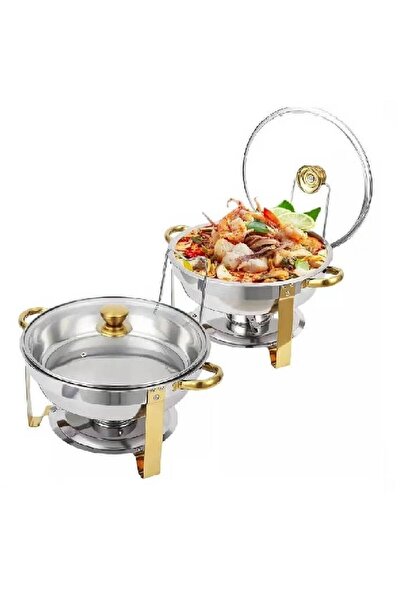 NKX وعاء ساخن أنيق مزدوج القسم مصنوع من الفولاذ المقاوم للصدأ مع لمسات ذهبية ...